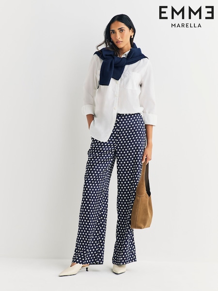 Emme by Marella Blue EMMBAOBAB Printed Trousers (W98921) | £110