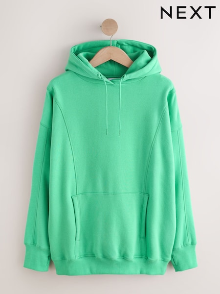 Fluro Green Active Longline Overhead Seam Detail Supersoft Hoodie with Pockets (W98953) | £35