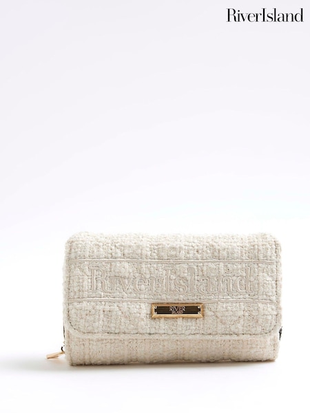 River Island Cream Boucle Flap Front Purse (W98961) | £22