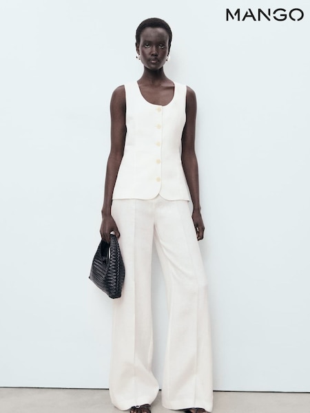 Mango White Suit Style Linen Jumpsuit (W99098) | £100