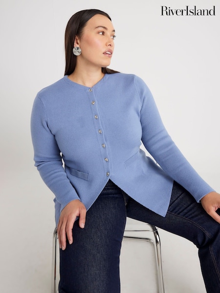 River Island Blue Button up Cardigan (W99289) | £39