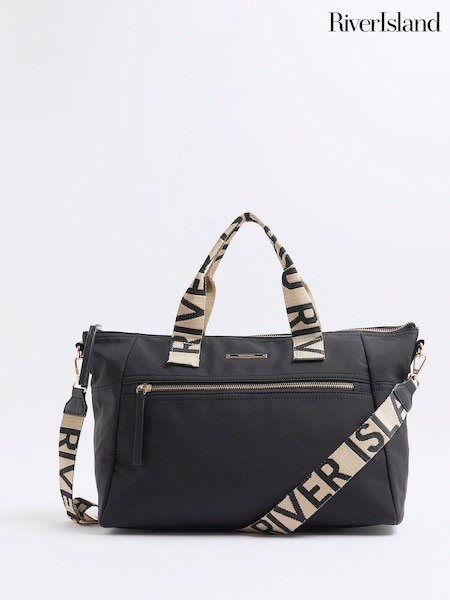 River Island Black Cabin Logo Holdall (W99294) | £32
