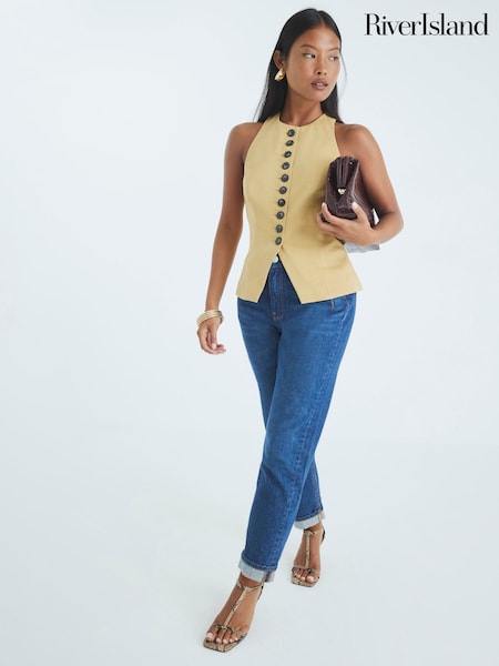 River Island Blue Petite Mom Sculpt Jeans (W99301) | £51
