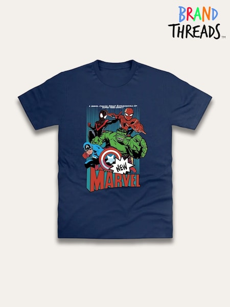Brand Threads Blue Marvel Print T-Shirt (W99377) | £18