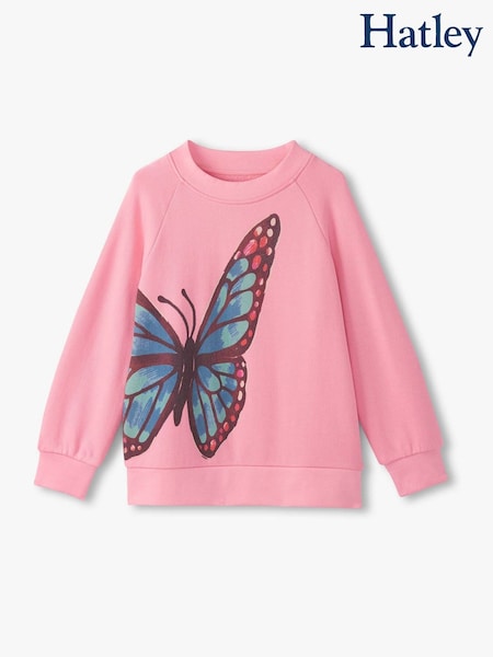 Hatley Sea Pink Butterfly Slouchy Pullover Sweat Top (W99527) | £34