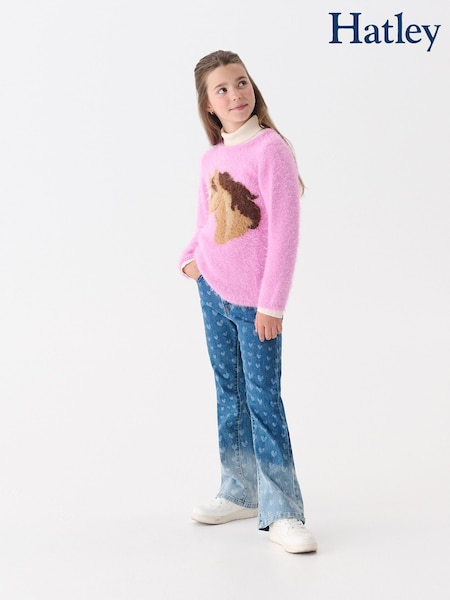Hatley Pink Horse Furry Jumper (W99542) | £38