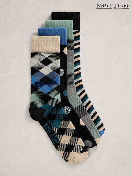 White Stuff Black Hotch Potch Ankle Socks 4 Pack (W99605) | £22