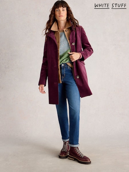 White Stuff Purple Karla Velvet Coat (W99617) | £140