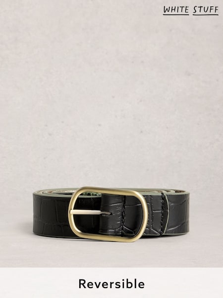 White Stuff Black Reversible Leather Belt (W99621) | £35