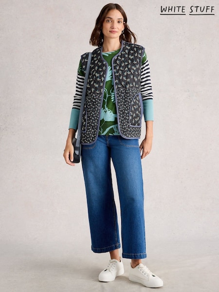 White Stuff Blue Carla Printed Gilet (W99669) | £65