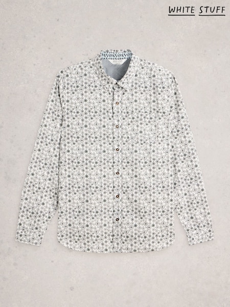 White Stuff Grey Finsbury Mono Bike Print Shirt (W99692) | £55
