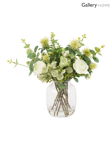 Gallery Home Green Natural Rose/Eucalyptus Arrangement In Glass Vase (W99936) | £44