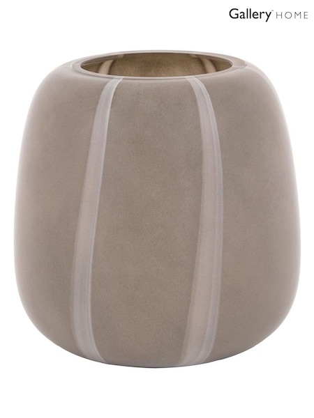 Gallery Home Taupe Glass Striped Vase 20cm (W99937) | £35