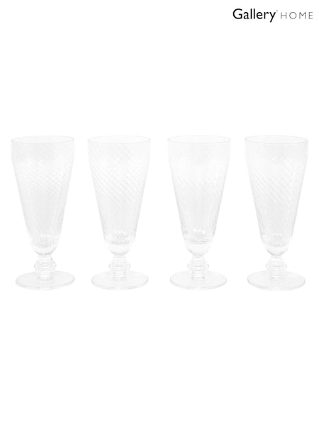 Gallery Home Set of 4 Clear Swirl Flute Glasses (W99938) | £36