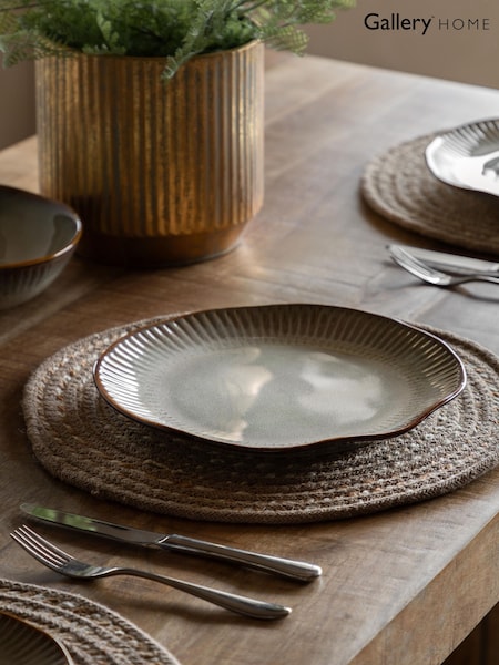 Gallery Home Set of 4 Stone Rita Ridged Dinner Plates (W99939) | £45