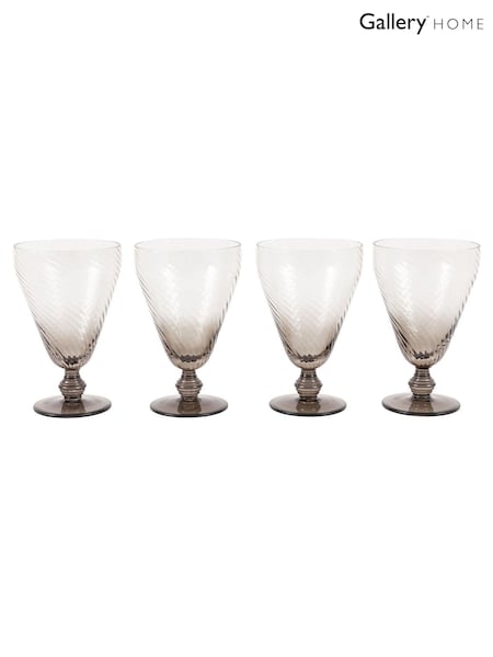 Gallery Home Grey Set of 4 Smoked Grey Swirl Wine Glasses (W99943) | £36