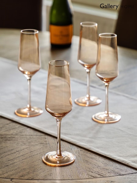 Gallery Home Amber Set of 4 Amber Champagne Flutes (W99946) | £36