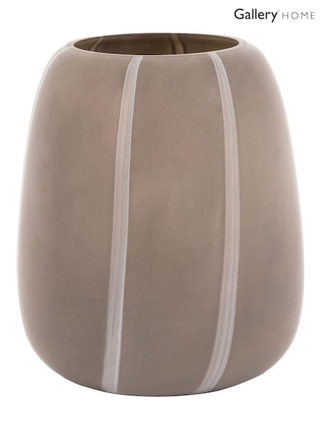 Gallery Home Taupe Glass Striped Vase 22cm (W99947) | £36