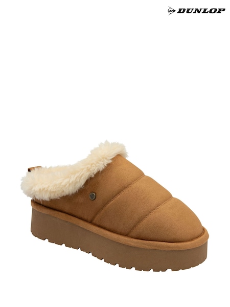 Dunlop Brown Faux Suede Mule Slippers (Y00091) | £30