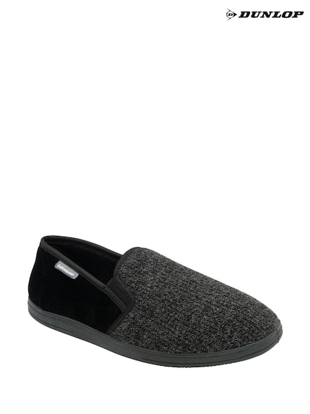 Dunlop Grey Twin Gusset Full Slippers (Y00093) | £0