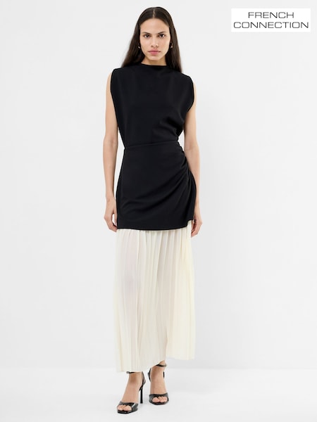 French Connection Black Zion Pleated Skirt Dress (Y00103) | £120