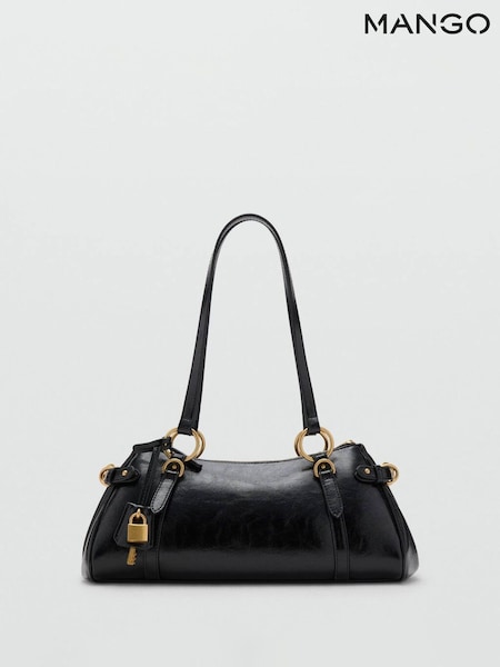 Mango Black Bowling Shoulder Bag With Charm (Y00156) | £50