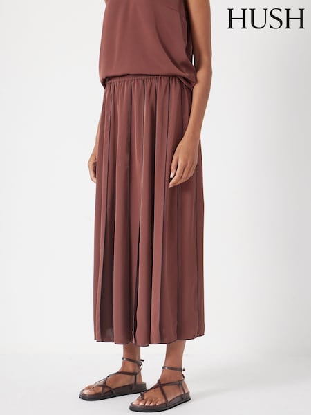 Hush Brown Pippa Pleated Skirt (Y00172) | £110