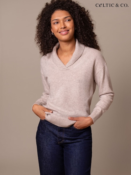 Celtic & Co. Natural Lambswool Shawl Collar Jumper (Y00188) | £119