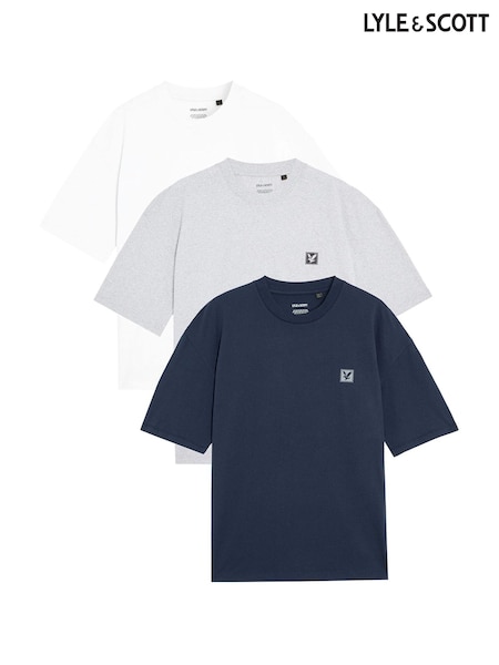 Lyle & Scott Grey Relaxed T-Shirts 3 Pack (Y00323) | £40