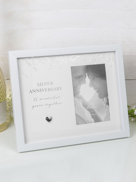 Widdop White Amore Silver Anniversary Frame 4" x 6 (Y00439) | £20