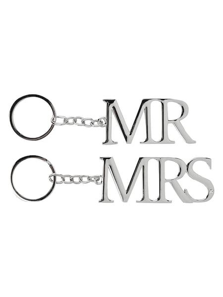 Widdop Set of 2 Silver Amore Silverplated Keyrings 'Mr & Mrs' (Y00464) | £13