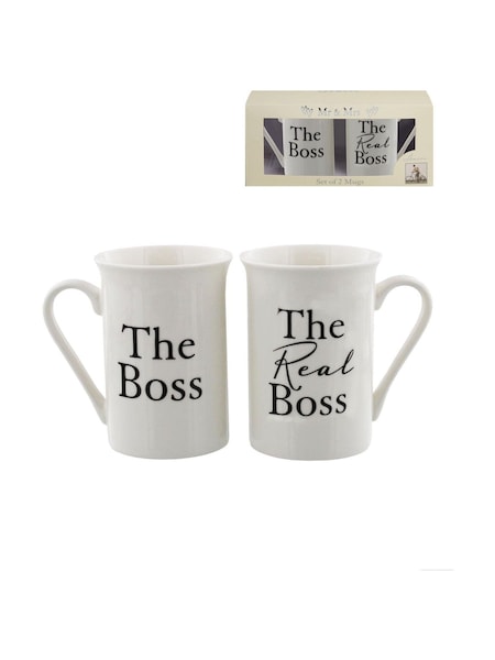 Widdop Ivory The Boss The Real Boss Amore Mugs Set 2 Piece (Y00487) | £13