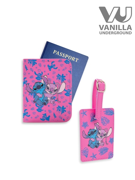 Vanilla Underground Pink Lilo & Stitch Unisex Kids Pink Passport Cover and Luggage Tag Gift Set (Y00522) | £16