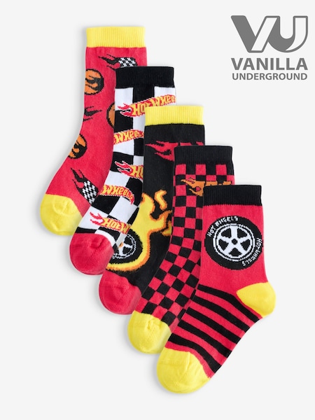 Vanilla Underground Red Calf Socks Set of 5 (Y00546) | £14