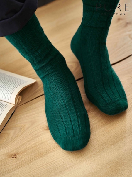 Pure Cashmere Ribbed Socks (Y00583) | £45