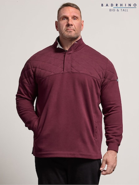 BadRhino Big & Tall Red Qulited Half Zip Jumper (Y00618) | £39