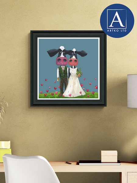 Artko Black Cows Wedding By Geoff Beckett Framed Art (Y00715) | £80