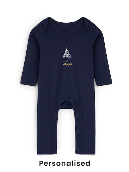 Personalised Baby Embroidered Christmas Tree Rompersuit by Stitch Style (Y00772) | £22