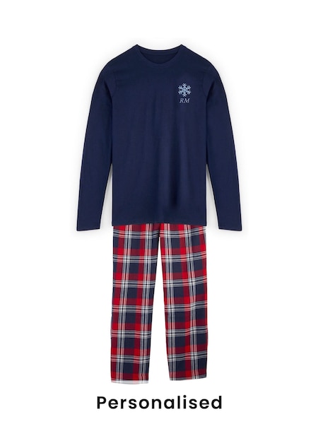 Personalised Mens Embroidered Snowflake Family Pyjamas by Stitch Style (Y00777) | £38