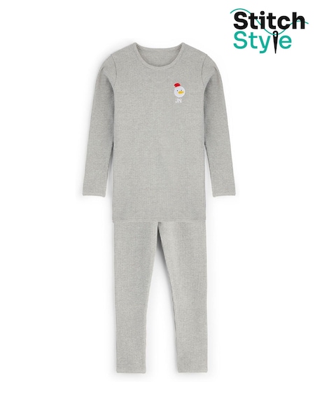 Personalised Kids Embroidered Snowman Pyjamas by Stitch Style (Y00782) | £38