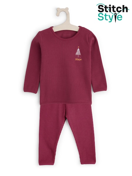 Personalised Toddlers Embroidered Christmas Tree Pyjamas by Stitch Style (Y00783) | £38