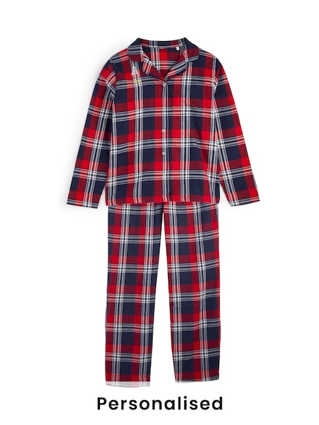 Personalised Womens Embroidered Christmas Tree Family Tartan Pyjamas by Stitch Style (Y00785) | £38