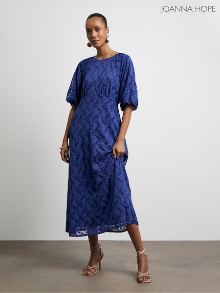 Joanna Hope Blue Lace Dress With Puff Sleeves (Y00808) | £79