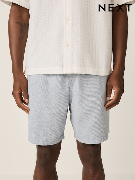 Blue Linen Blend Elasticated Waist Shorts (Y00822) | £24
