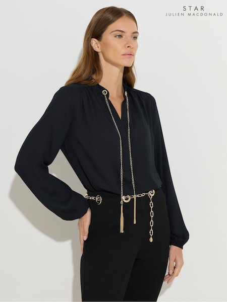 Star by Julien MacDonald Black Chain Detail Blouse (Y00942) | £55