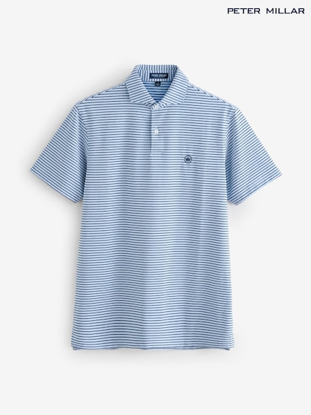Peter Millar Blue Albatros Cotton Blend Golf Polo Shirt (Y00974) | £95
