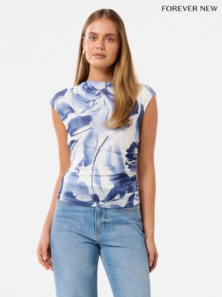 Forever New White Mel Extended Sleeves Mesh Top (Y01122) | £40