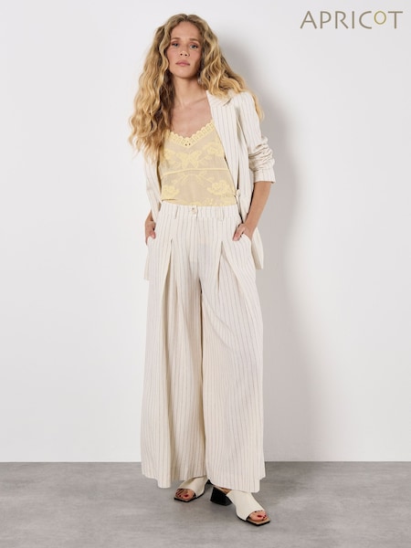 Apricot Natural Pinstripe Palazzo Trousers (Y01149) | £60