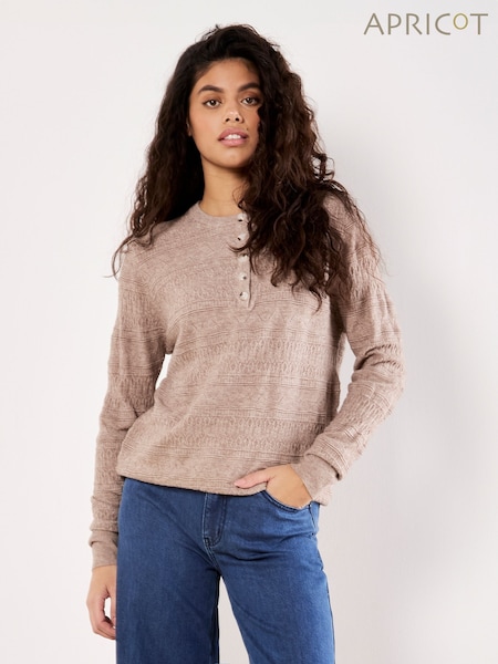 Apricot Natural Button Detail Pointelle Jumper (Y01154) | £37