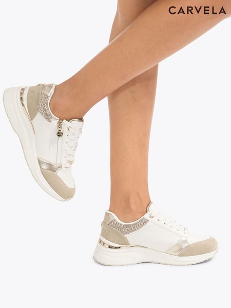 Carvela Cream Carvela Statement Zip Runner Trainers (Y01166) | £99